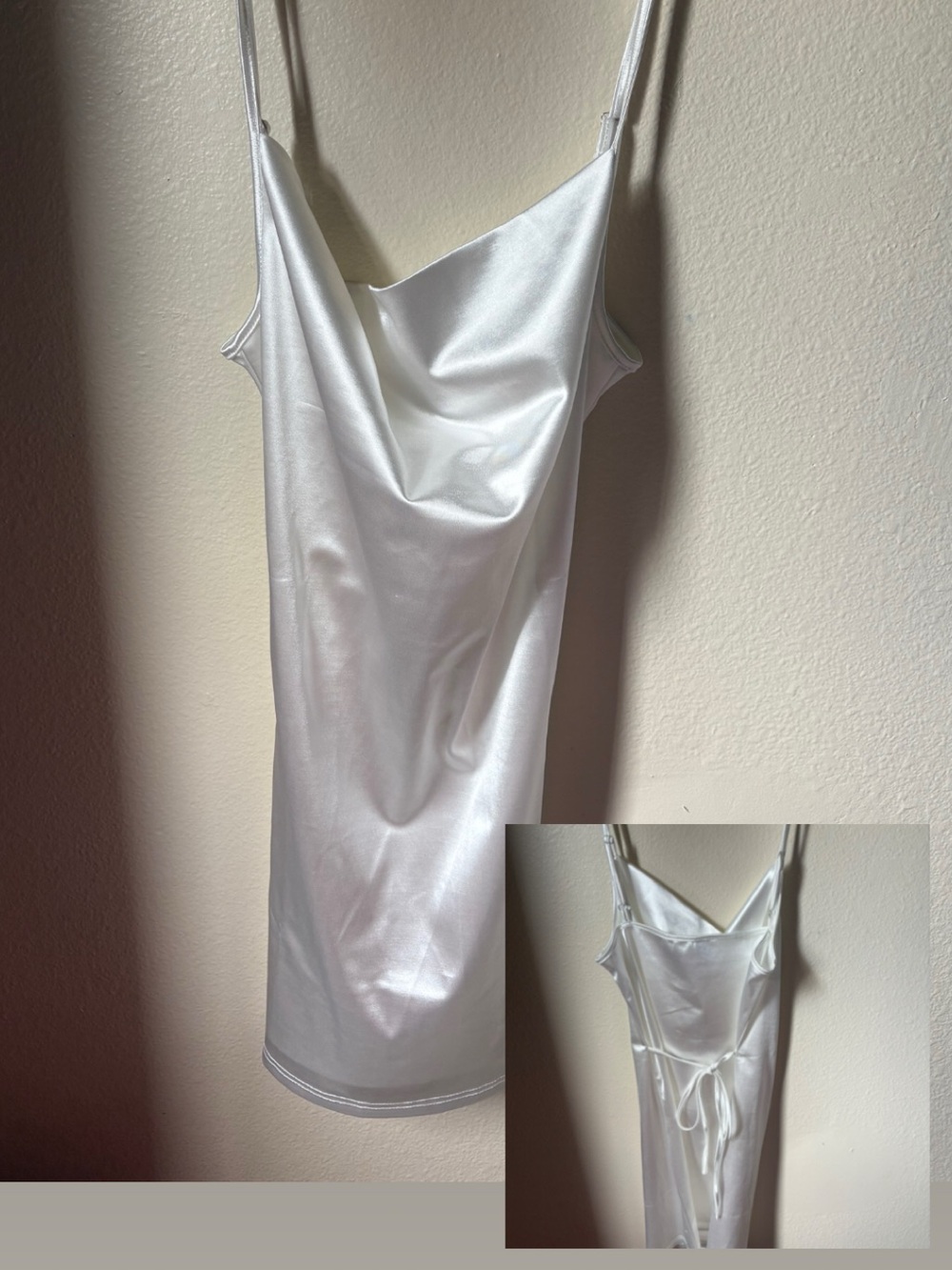 Satin Slip Dress in Shimmery White